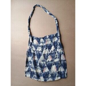 Free People Linen Shoulder Bag Reusable HoBo Tote Boho Lightweight Geometric